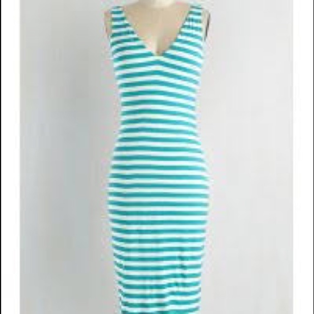 Teal Striped Dress